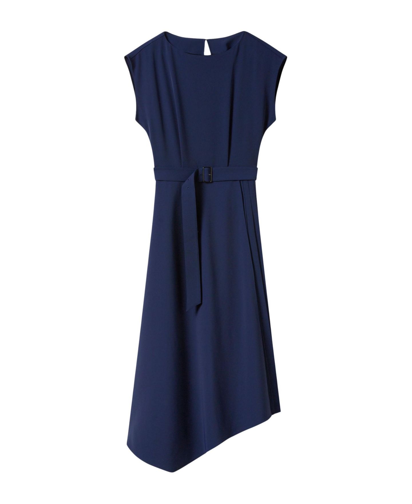Женское платье Whistles Short-Sleeve Asymmetrical Pleated Midi, цвет: Тёмно-синий — фото 6