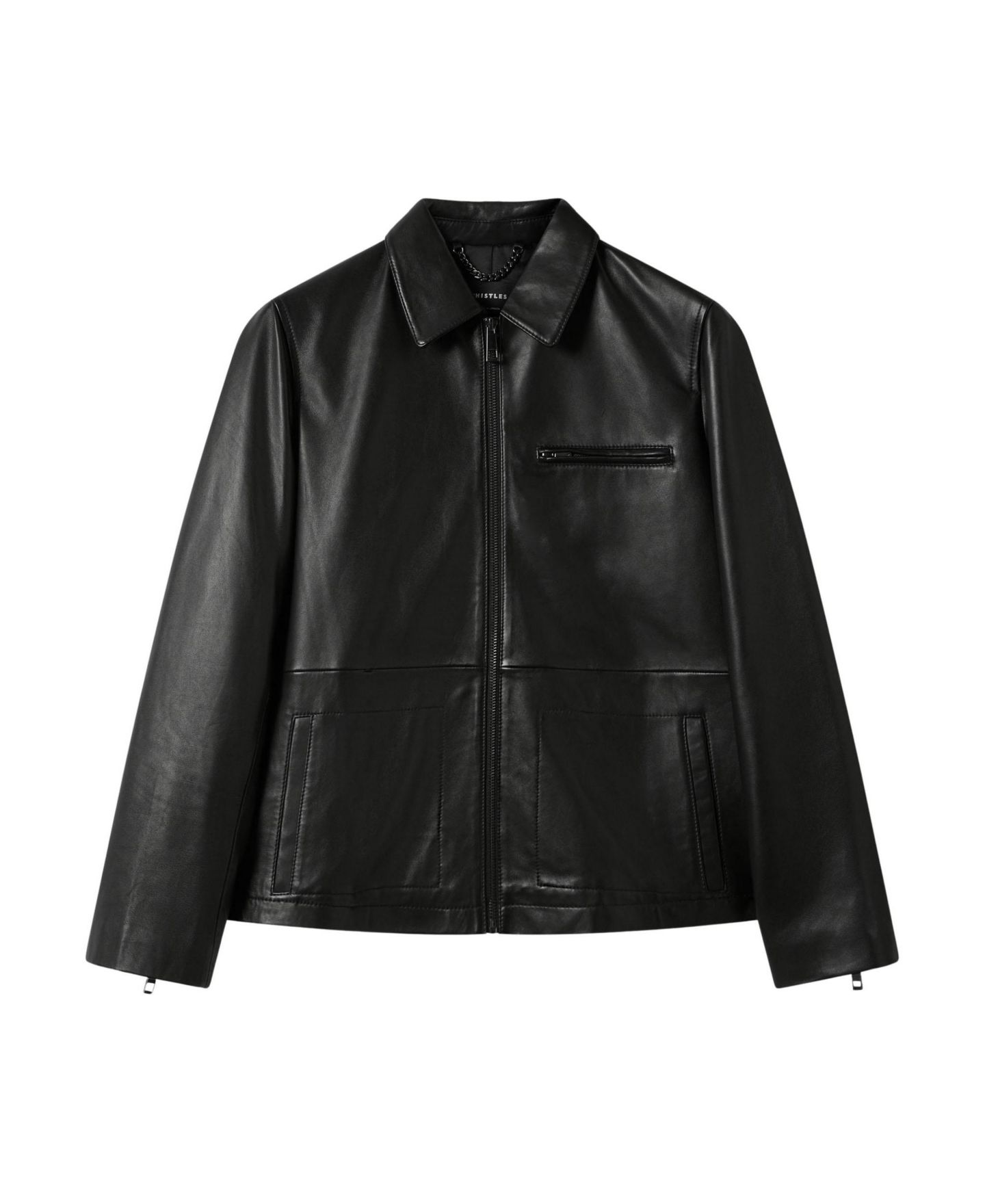 Женская куртка Whistles Kate Zip-Front Leather, цвет: Чёрный — фото 7
