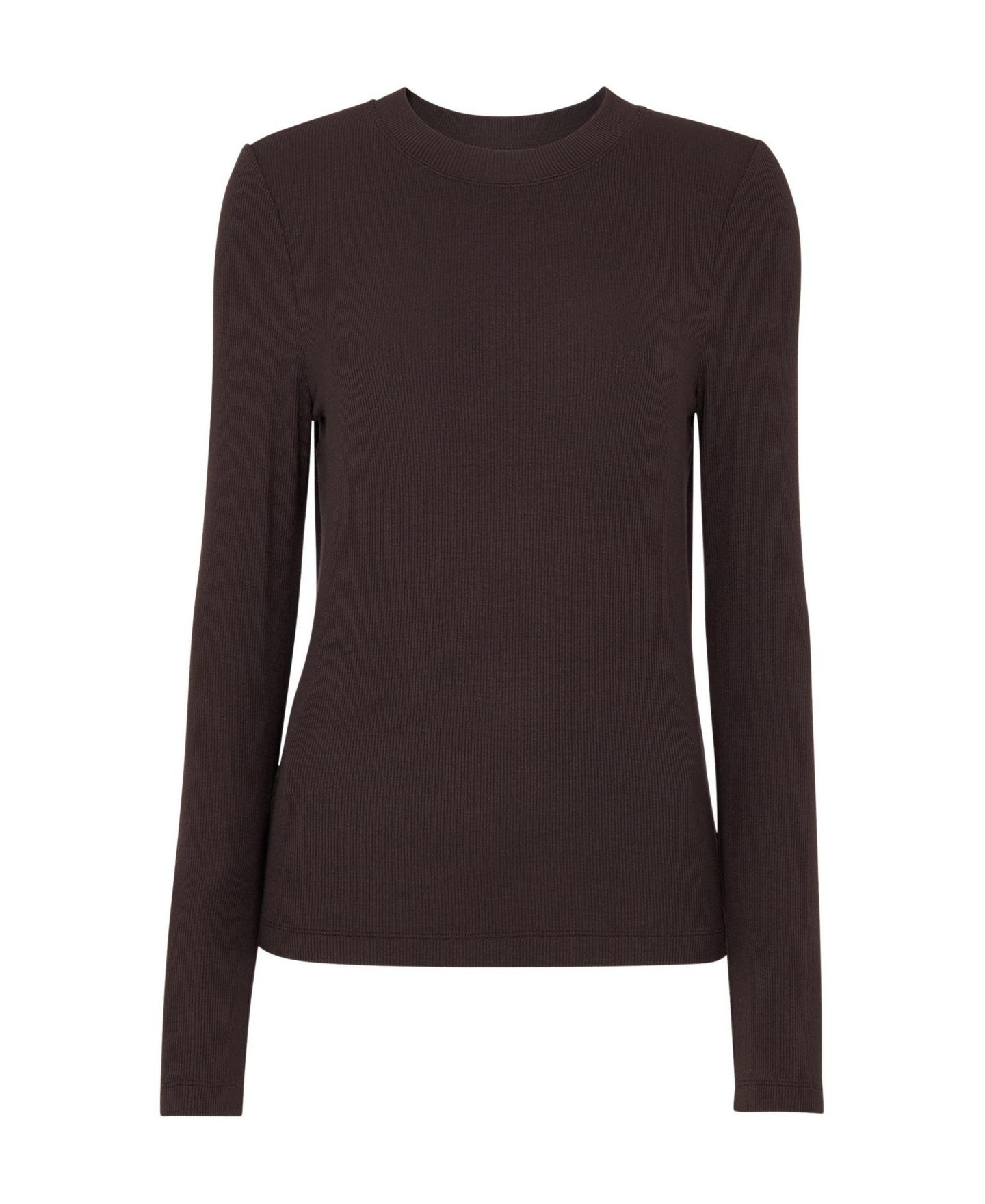 Женская футболка Whistles Essential Long-Sleeve Crewneck Viscose-Blend, цвет: Коричневый — фото 4