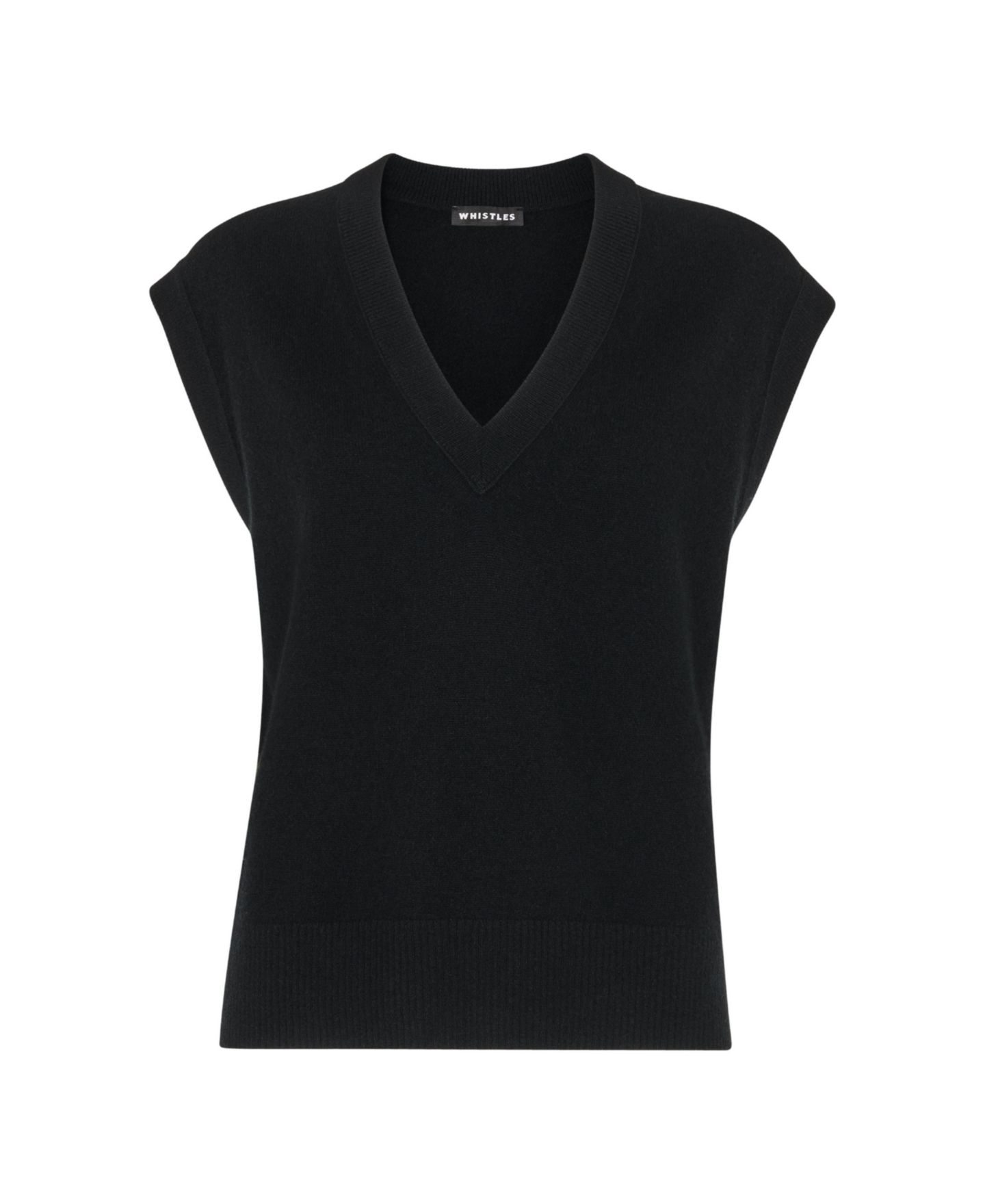 Женский жилет Whistles V-Neck Sleeveless Cashmere Tank Vest, цвет: Чёрный — фото 6