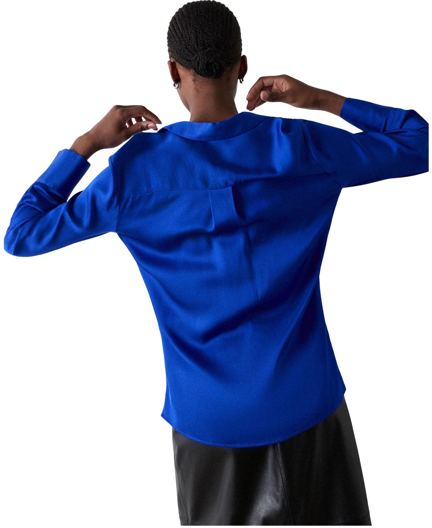 Women's Satin Collared Shirt