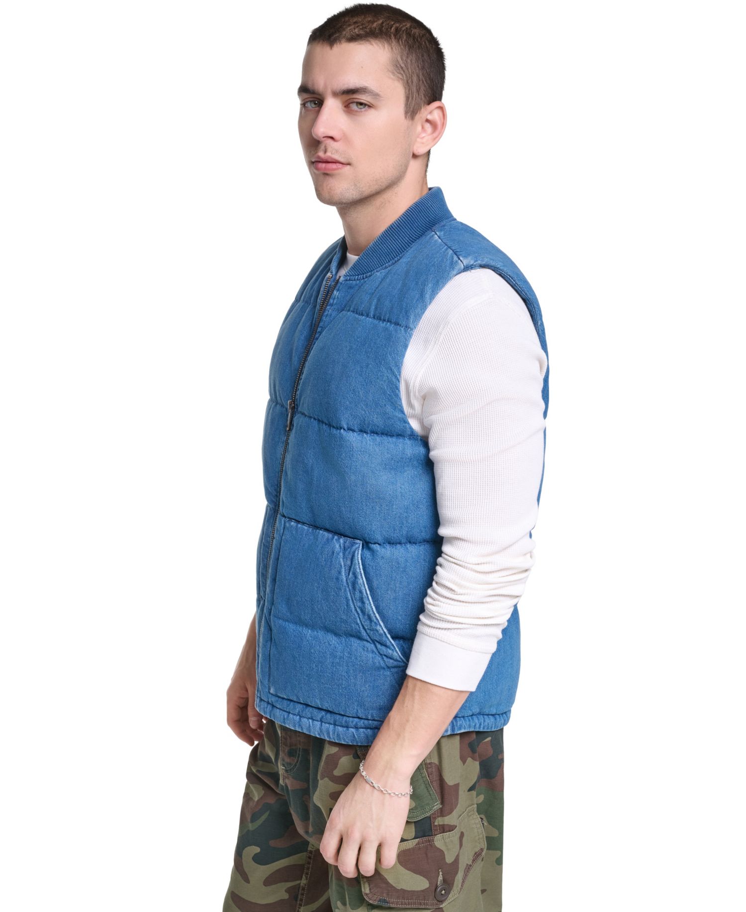 Men's Quilted Denim Classic-Fit Vest