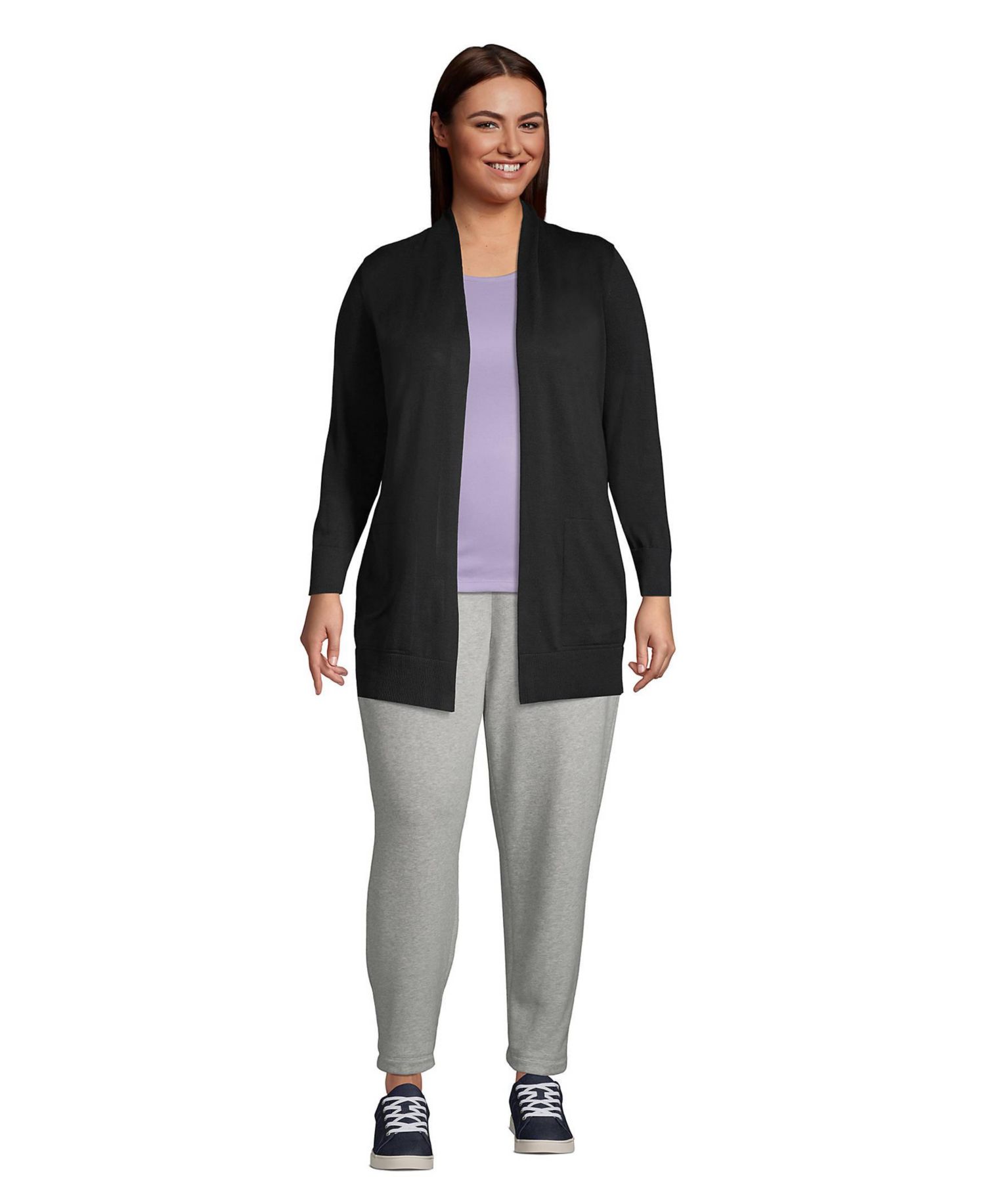 Plus Size Long Sleeve Open Long Cardigan Sweater