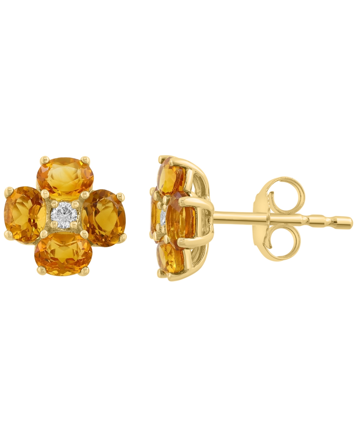 Effy Collection Amethyst (1-1/10 ct. t.w.) & Diamond (1/20 ct. t.w.) Earrings in 14k Rose Gold (Also Available Blue Topaz & Citrine) - Citrine