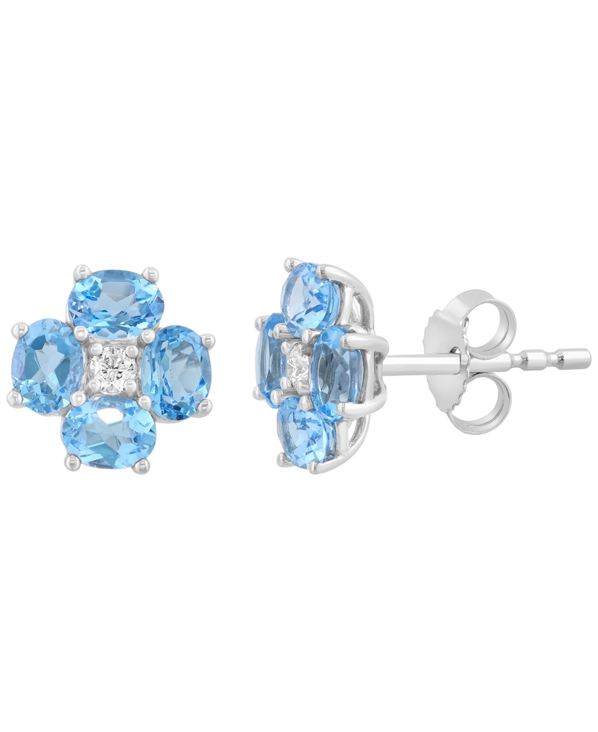 Effy Collection Amethyst (1-1/10 ct. t.w.) & Diamond (1/20 ct. t.w.) Earrings in 14k Rose Gold (Also Available Blue Topaz & Citrine) - Blue Topaz