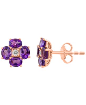 Gemstone (1-1/10 ct. t.w.) & Diamond (1/20 ct. t.w.) Earrings in 14k Gold (Also Available Blue Topaz & Citrine)