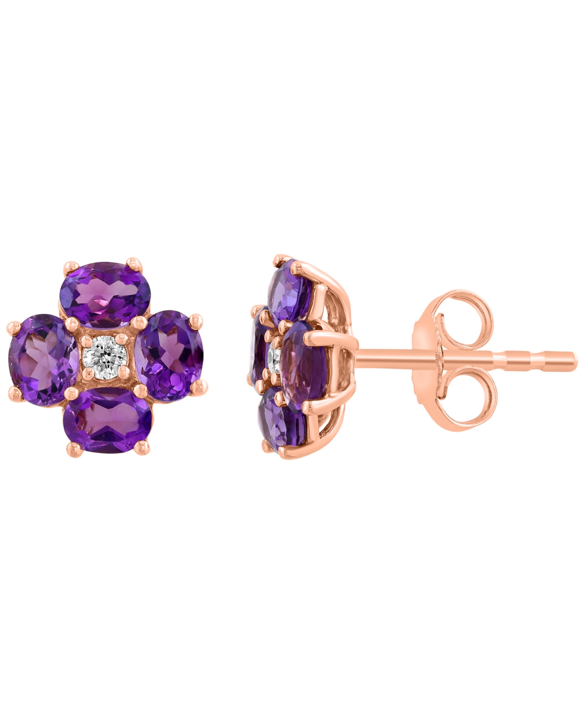 Effy Collection Amethyst (1-1/10 ct. t.w.) & Diamond (1/20 ct. t.w.) Earrings in 14k Rose Gold (Also Available Blue Topaz & Citrine) - Amethyst