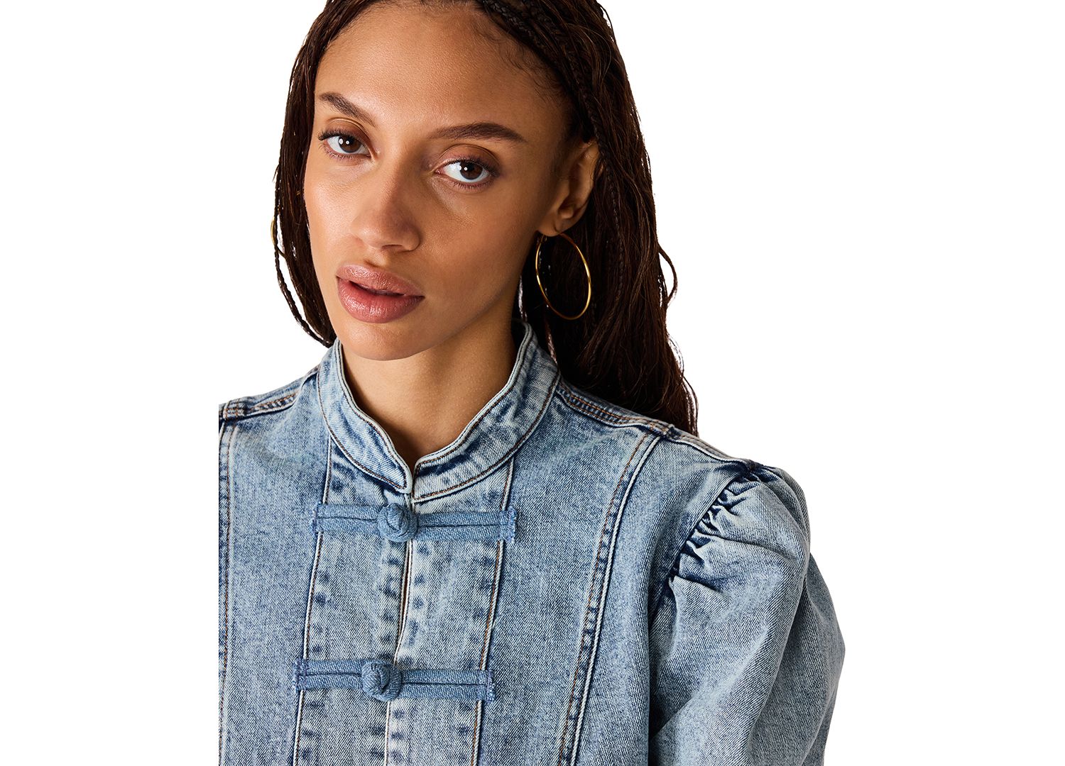 Women's Aberdeen Puff-Sleeve Denim Blouse