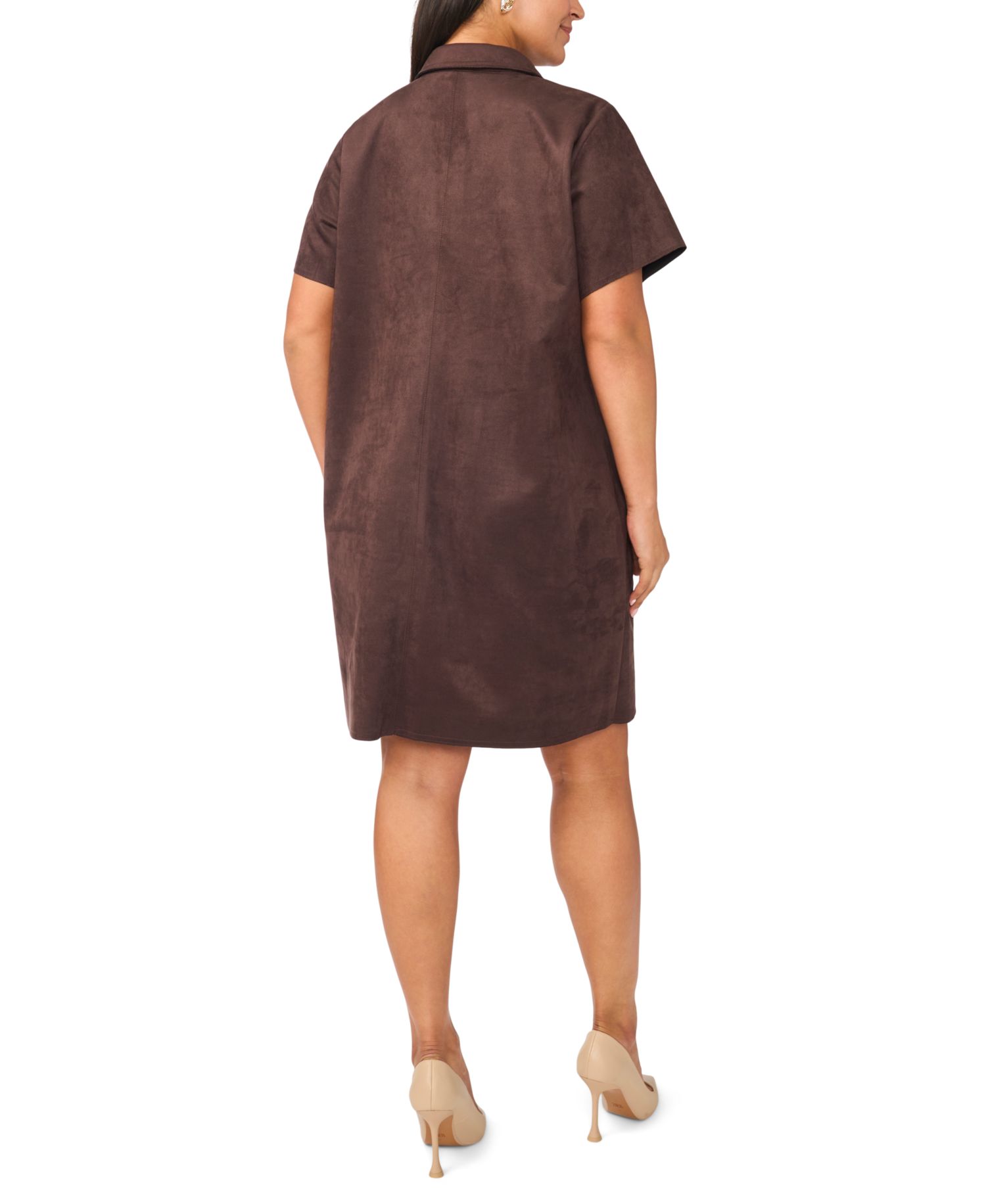 Plus Size Scuba Crepe Collared Shift Dress