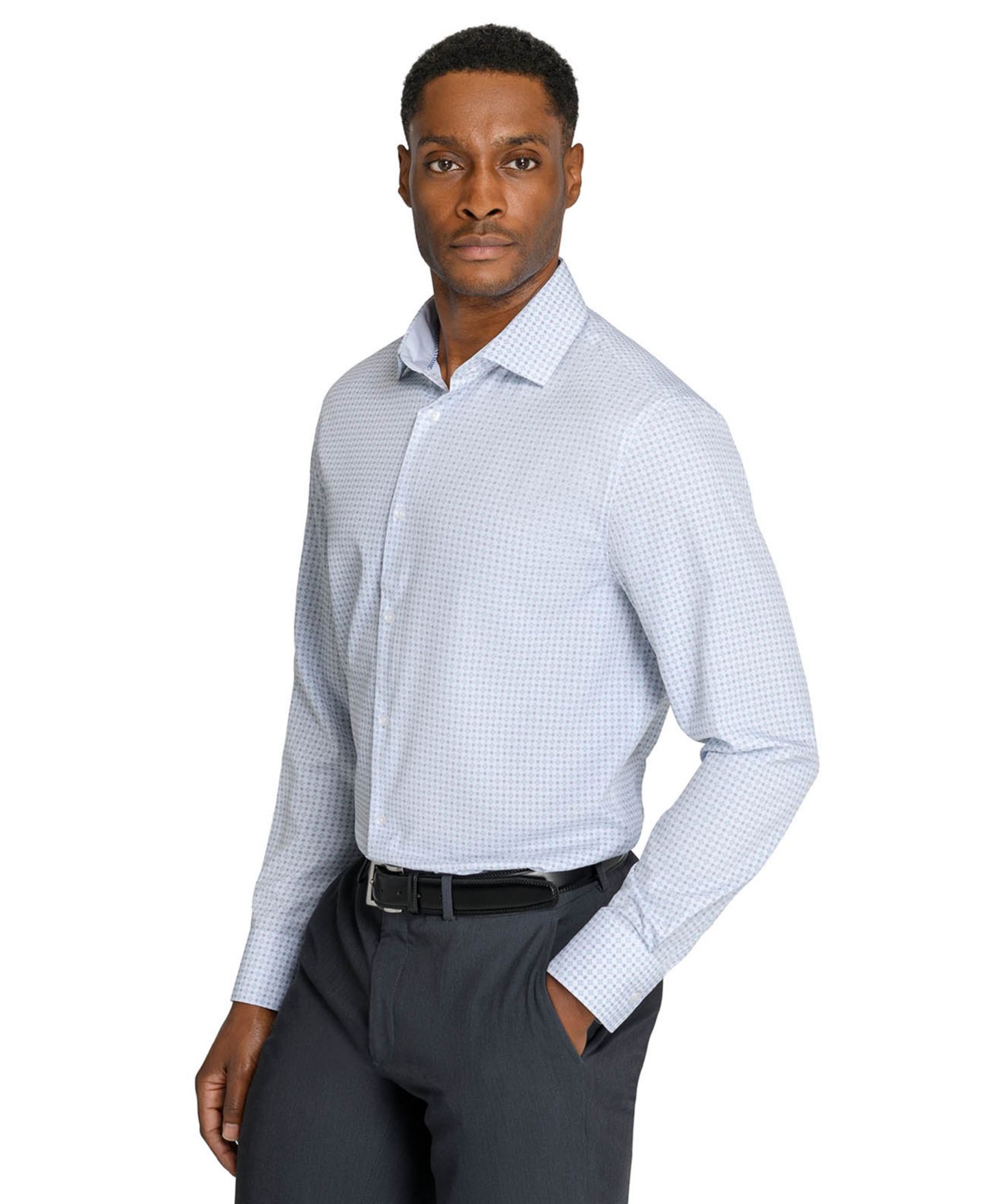 Мужская рубашка ConStruct Slim-Fit Stretch Dress Shirt, цвет: Белый с принтом — фото 1