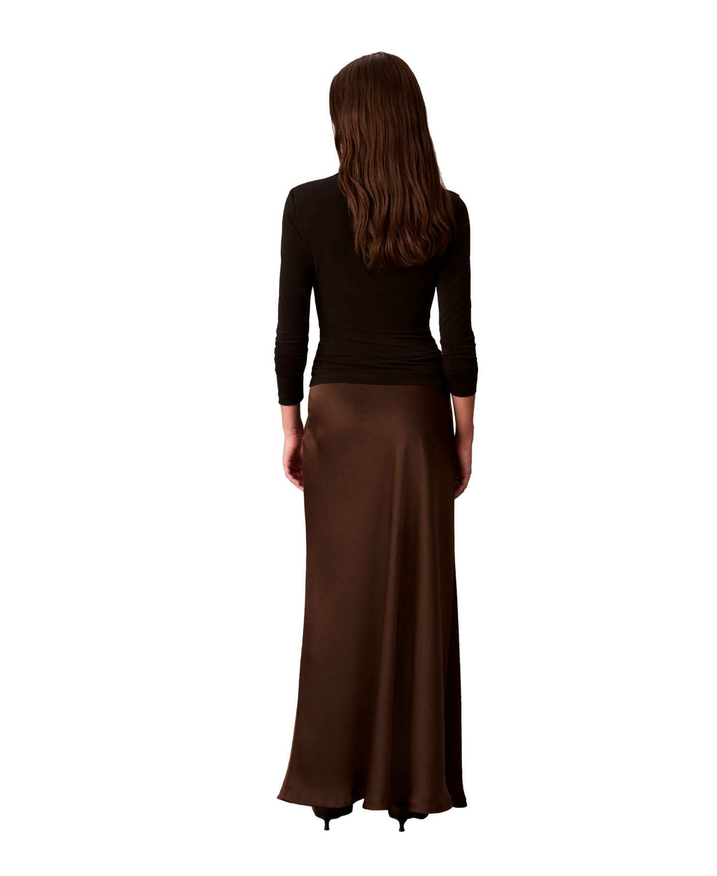 Женская юбка Calvin Klein Pull-On Satin Maxi, цвет: Тёмный кофейный — фото 5
