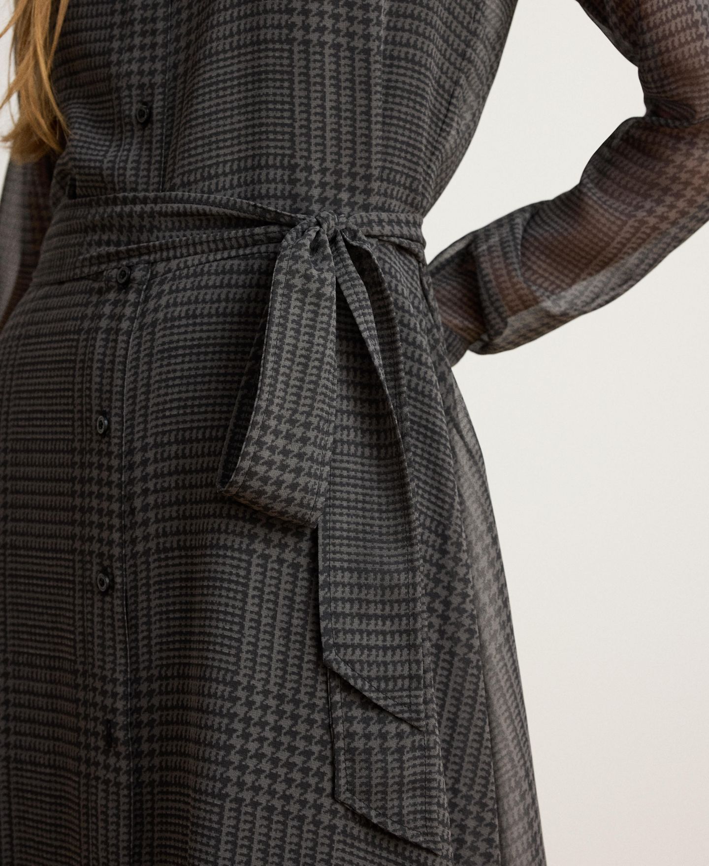 Женское платье Lauren Ralph Lauren Plaid Belted Midi Chiffon Shirt Dress, цвет: Серый / Чёрный — фото 5