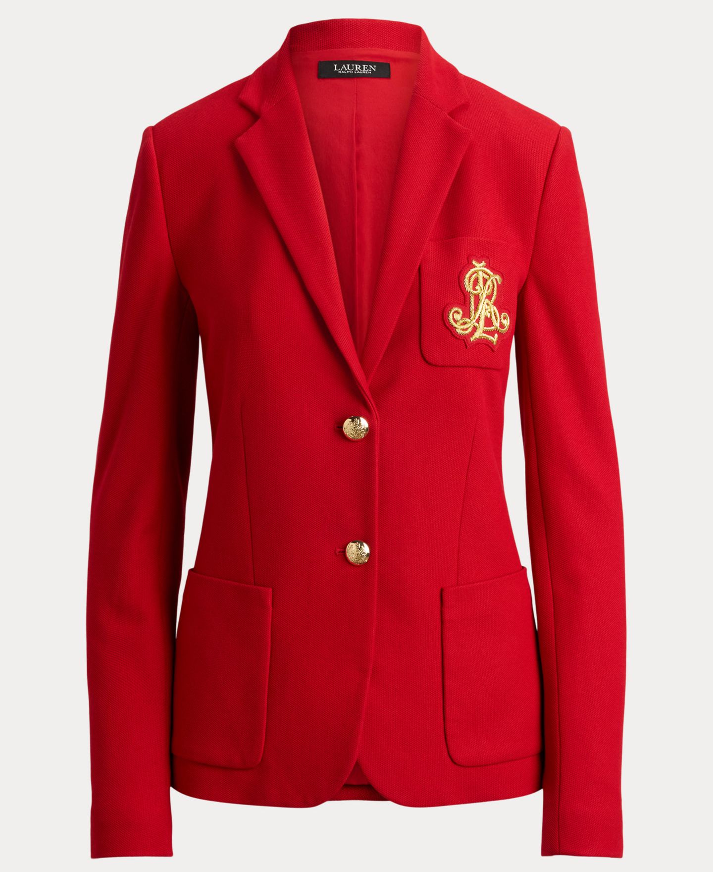 Женский приталенный блейзер Lauren Ralph Lauren из эластичного хлопка-пике, цвет: Красный — фото 6