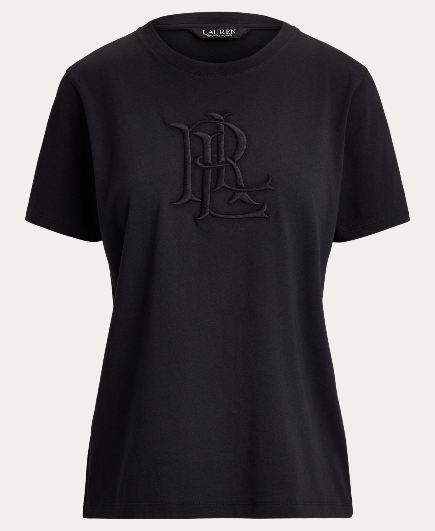 Женская футболка Lauren Ralph Lauren Embroidered-Logo Crewneck, цвет: Чёрный — фото 7