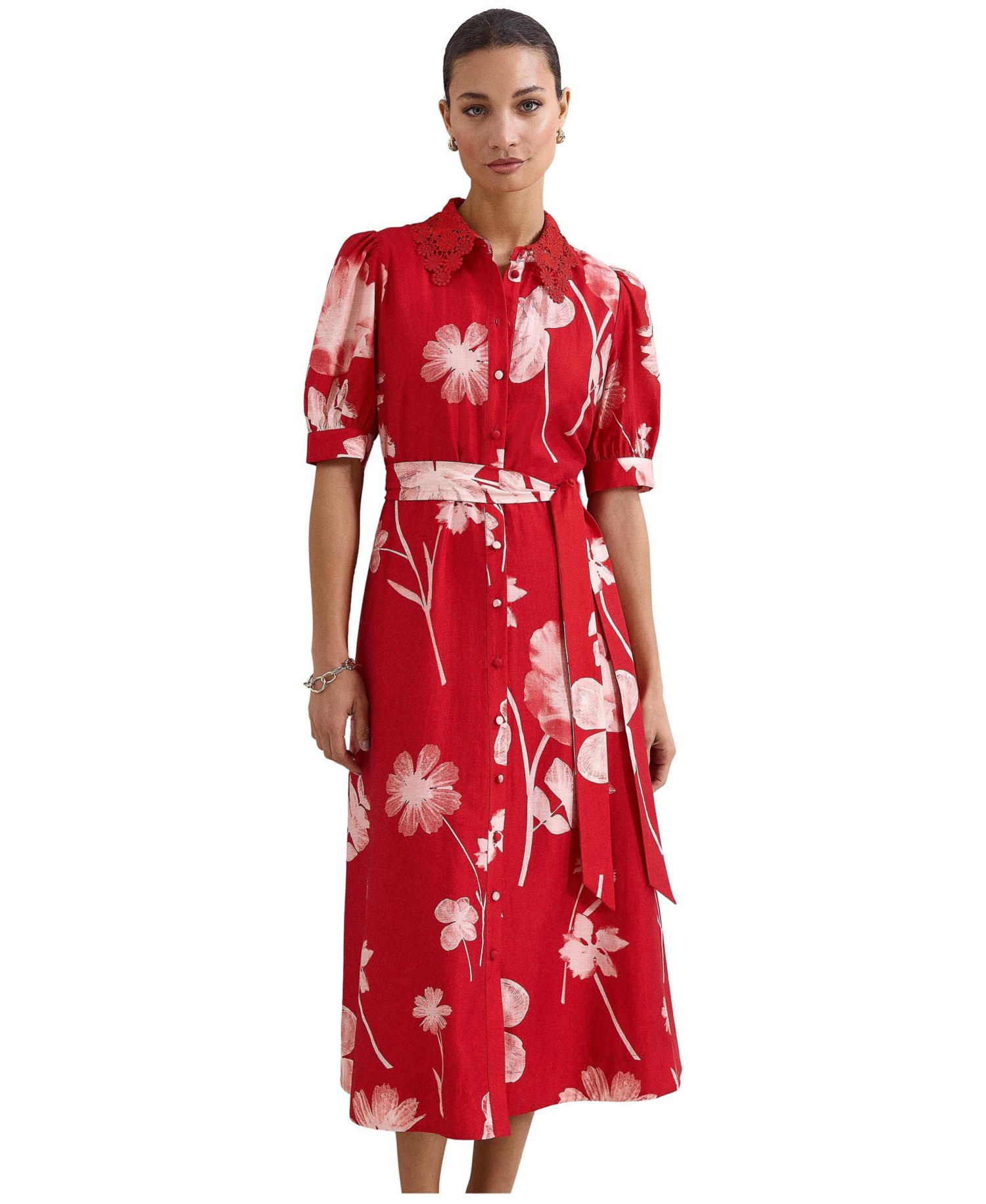 Women's Delphine Floral Midi Short-Sleeve Dress