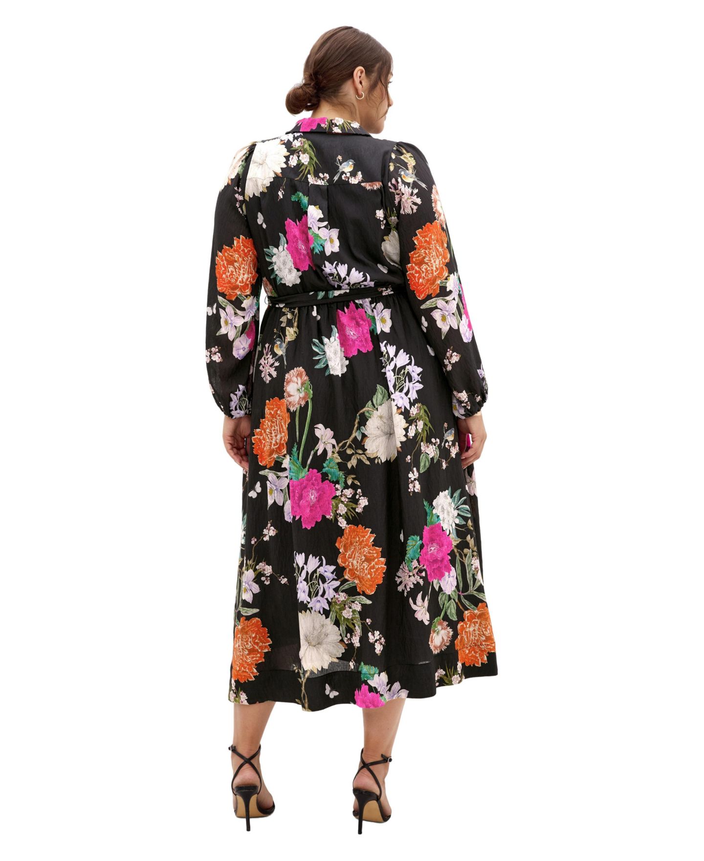 Женское платье CITY CHIC Plus Size Mary Botanique Long-Sleeve Maxi Floral, цвет: Чёрный — фото 2