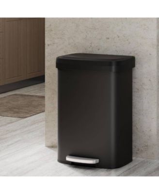 13 Gal Step-on Kitchen Stainless Steel Trash Can, Trash Bin with Soft-Close Lid