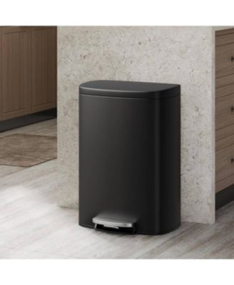13 Gal Stainless Steel Step-On Garbage Bin, Kitchen Trash Can for Kitchen