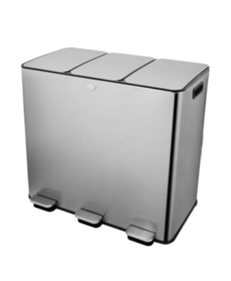 3x30L Stainless Steel Recycling Trash Can with Soft Close Pedal Lids, Kitchen Bin for Home, Office
