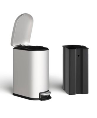 13 Gal Slim Stainless Steel Step-On Kitchen Trash Can, Garbage Bin with Soft Close Lid
