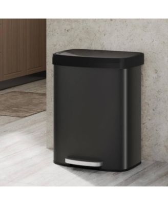 16 Gal Step-on Kitchen Stainless Steel Trash Can, Trash Bin with Soft-Close Lid