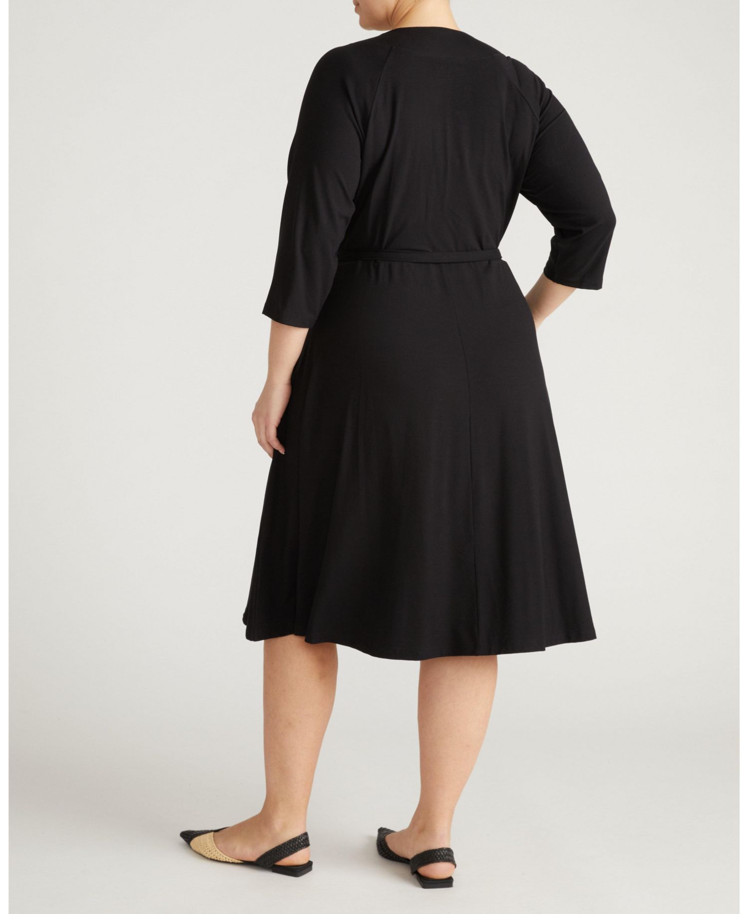Plus Size The Divine Midi V-Neck 3/4-Sleeve Wrap Dress