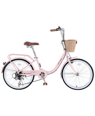 7 Speed City Bike With Basket , Steel Frame, 22 Inch Kids Bicycle