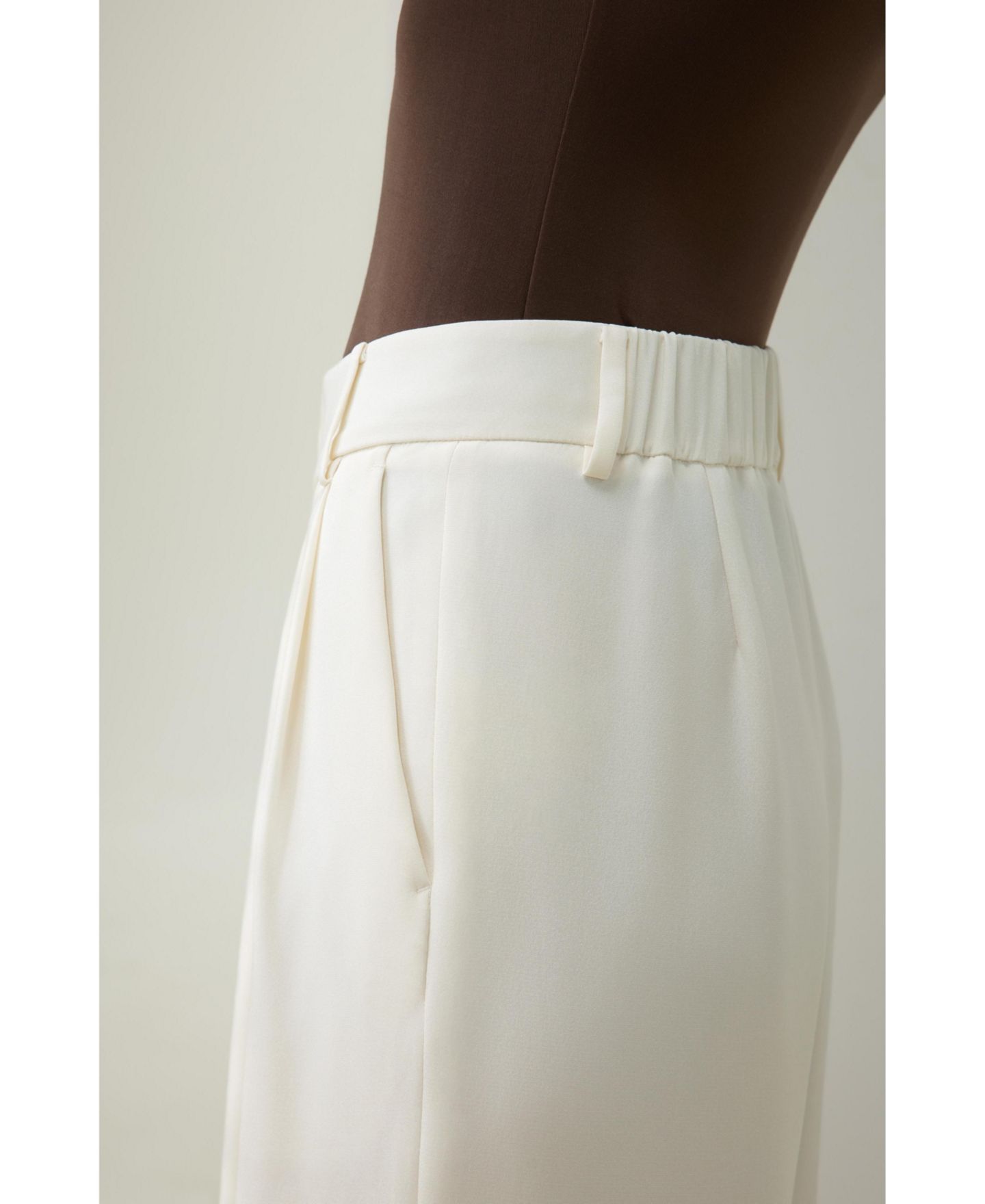 Женские брюки LILYSILK Silk Crepe Mid-Rise Straight-Leg, цвет: Натуральный белый — фото 4
