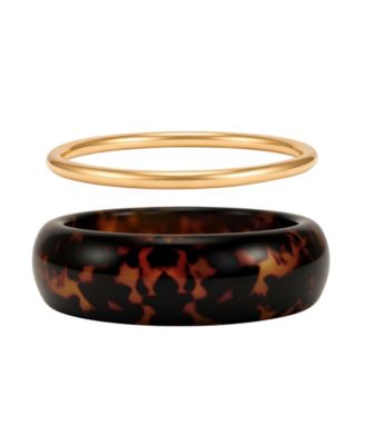 Gold-Tone Tortoise Hinged Bangle, 2-Piece Set