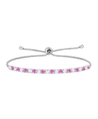 Lab-Grown Opal (7/8 ct. t.w.) & Lab-Grown White Sapphire (1-1/10 ct. t.w.) Bolo Bracelet in Sterling Silver (Also available in Lab-Grown Ruby, Emerald, Sapphire, and Pink Sapphire)