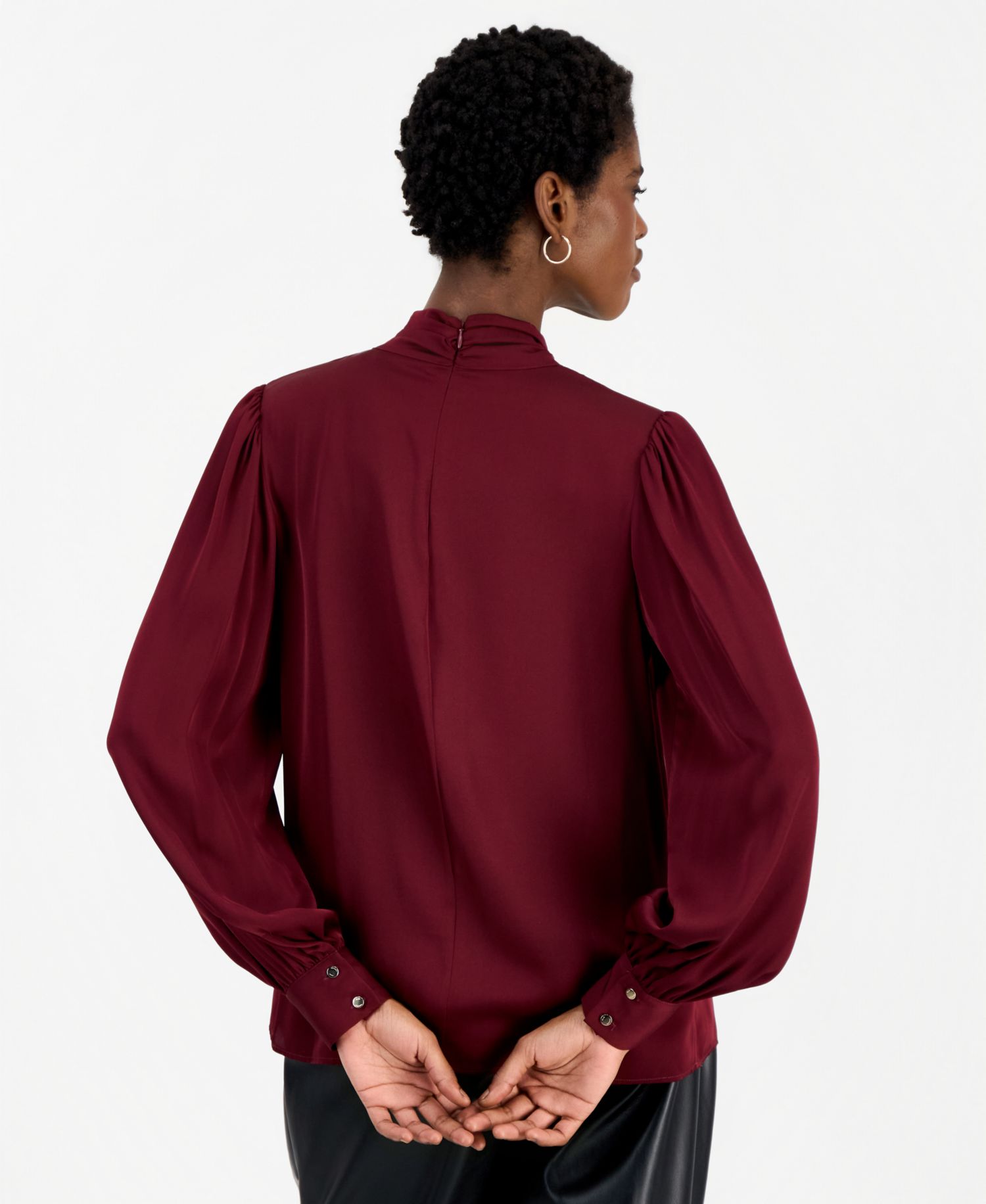 Women's Lola Long-Sleeve Satin Twist-Neck Blouse