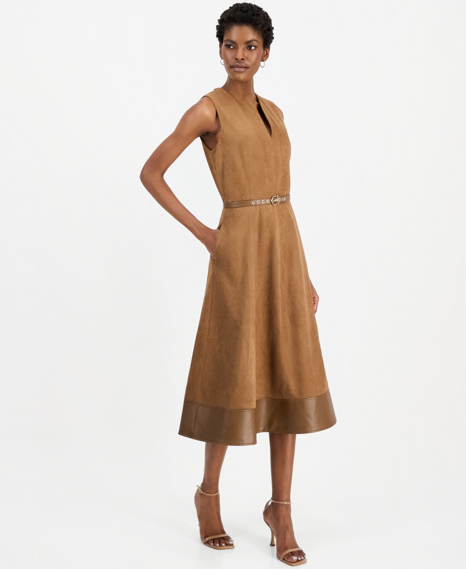Women's Paisley A-Line V-Neck Midi Dress