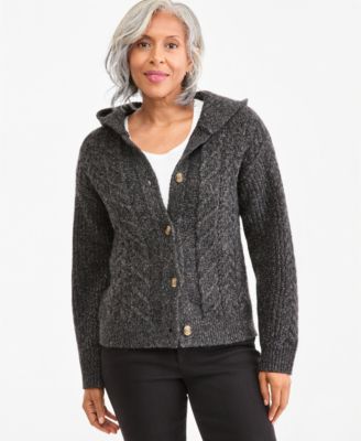Women's Shine Cable-Knit Hooded Cardigan