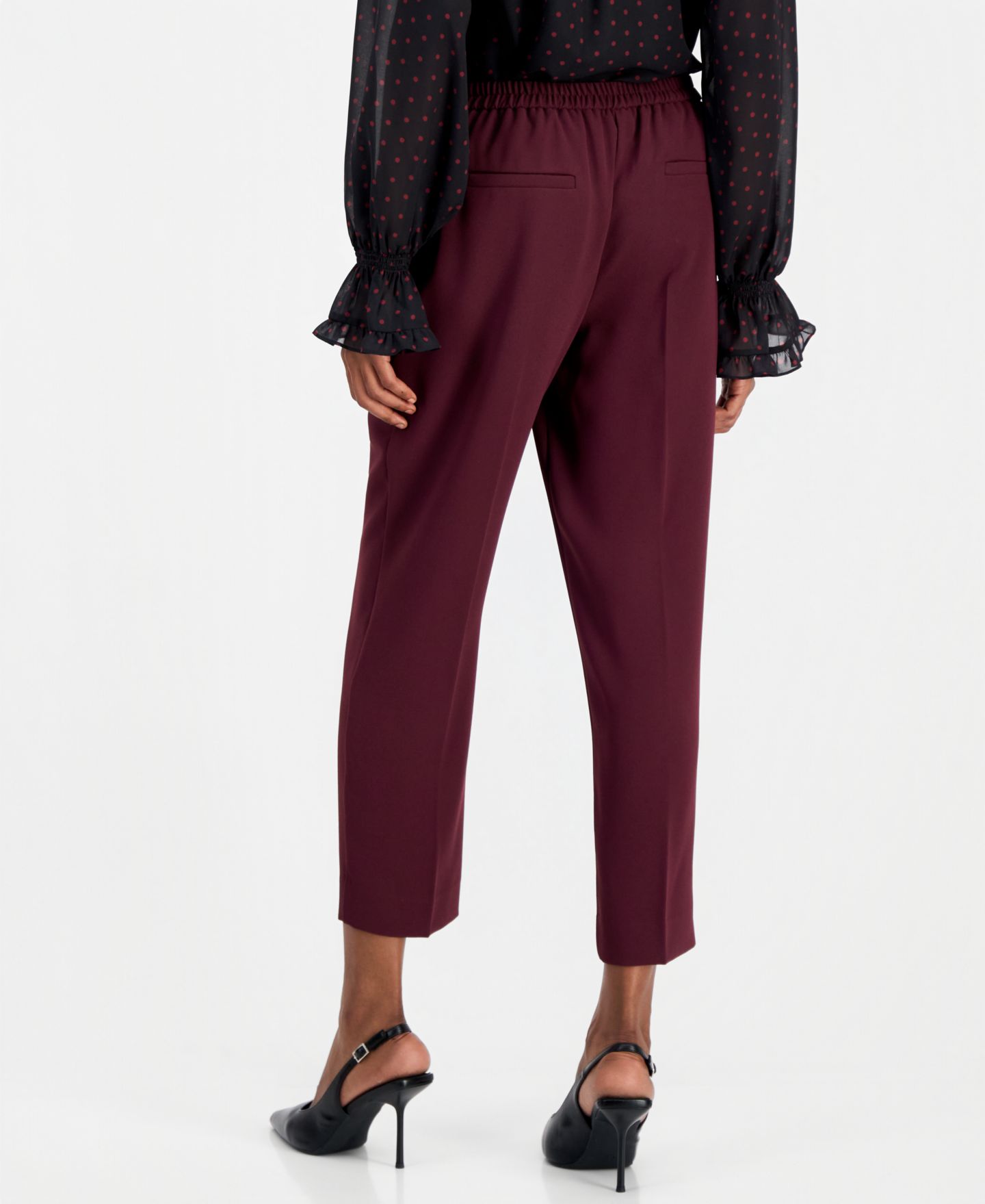 Женские брюки Kobi Halperin Aubree High-Waisted Crepe Ankle, цвет: Ягодный — фото 2
