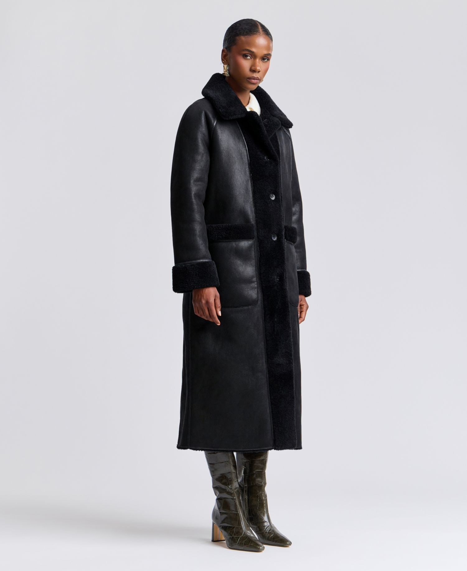 Women's Reversible Faux Shearling Maxi Coat
