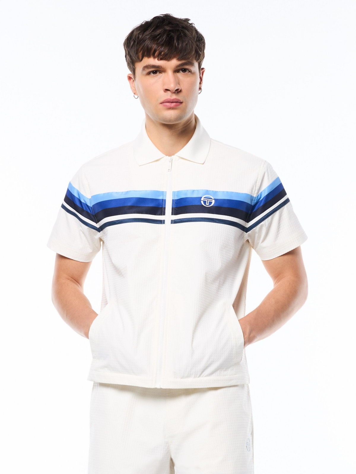 Sergio Tacchini Men's Striscia Short-Sleeve Full-Zip Track Jacket