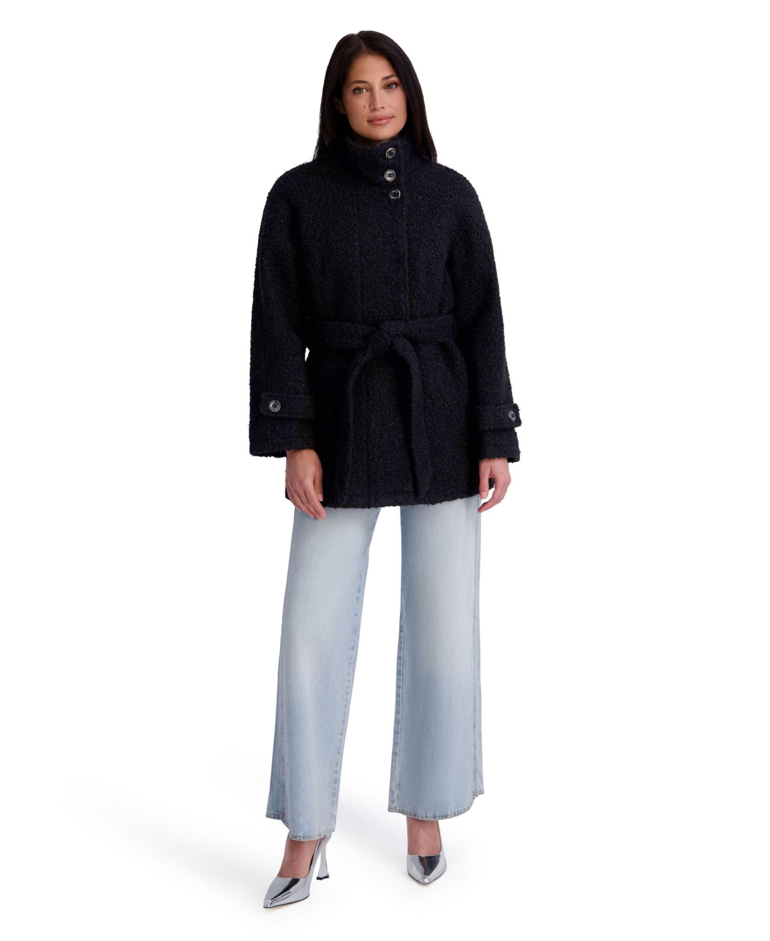 Women's Belted Faux-Boucle Jacket