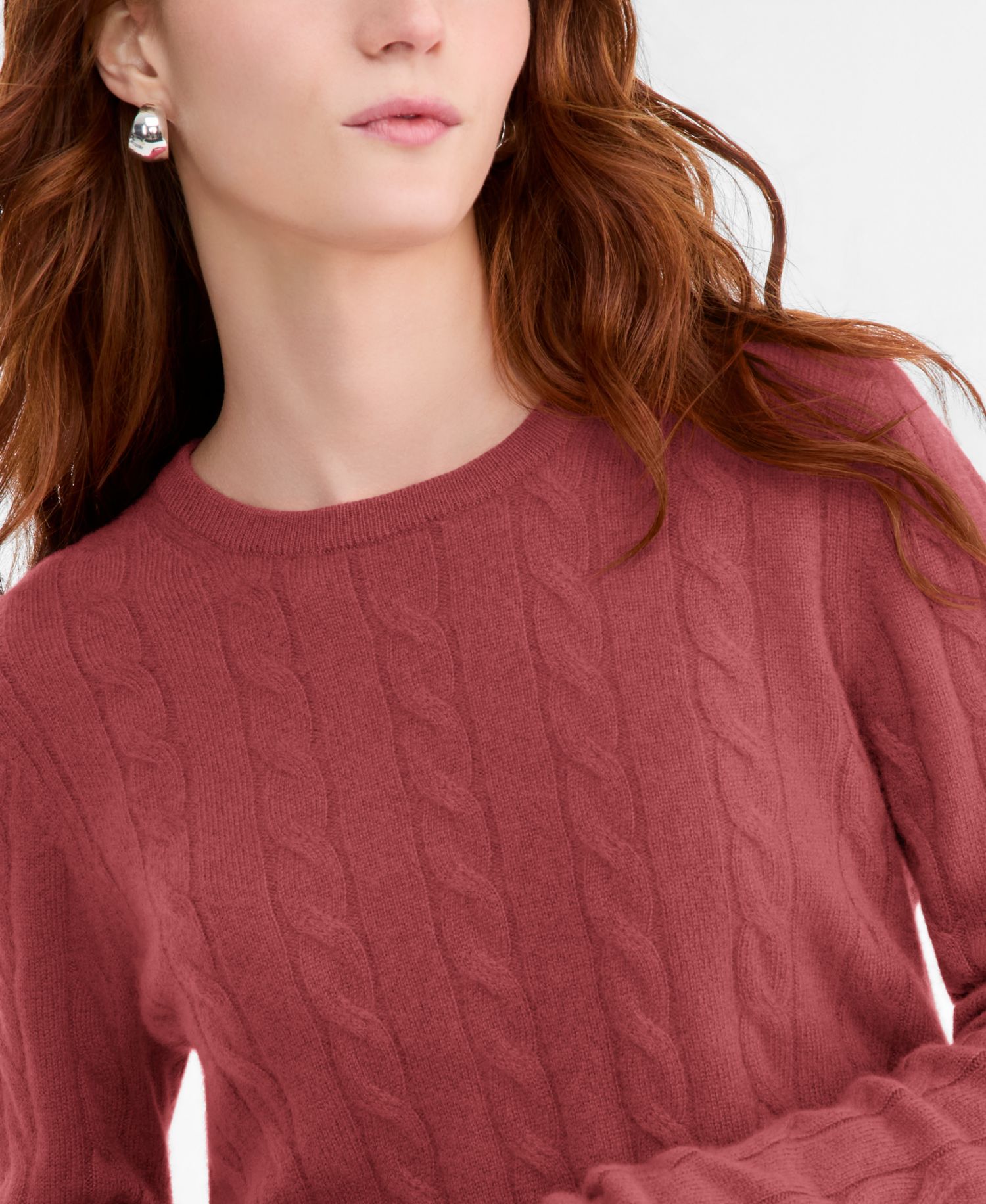 Petite Cable-Knit Crewneck 100% Cashmere Sweater