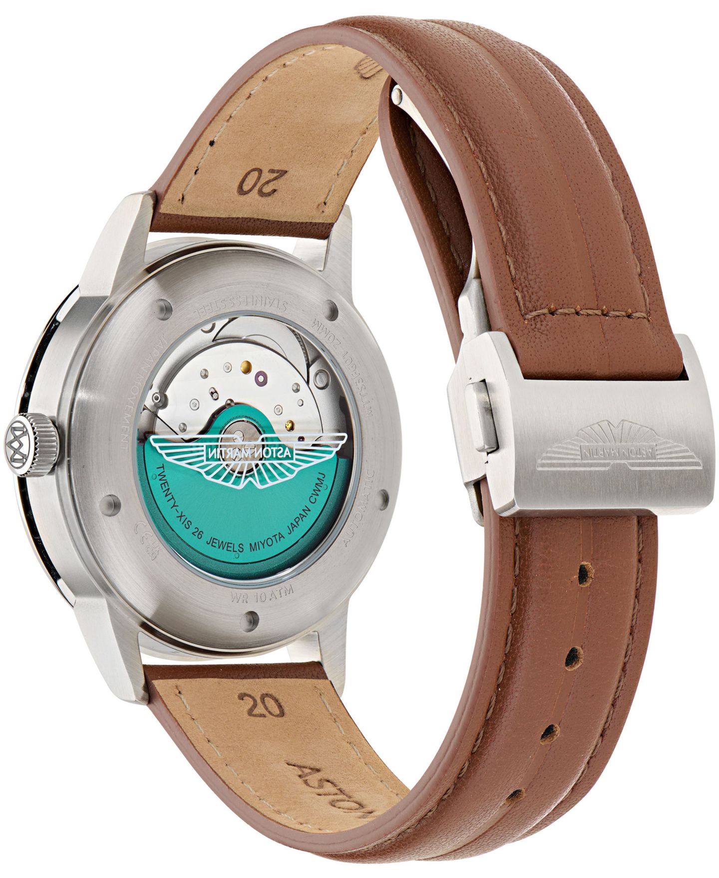 Мужские часы Aston Martin Automatic Round Brown Leather Strap Watch 40mm — фото 3