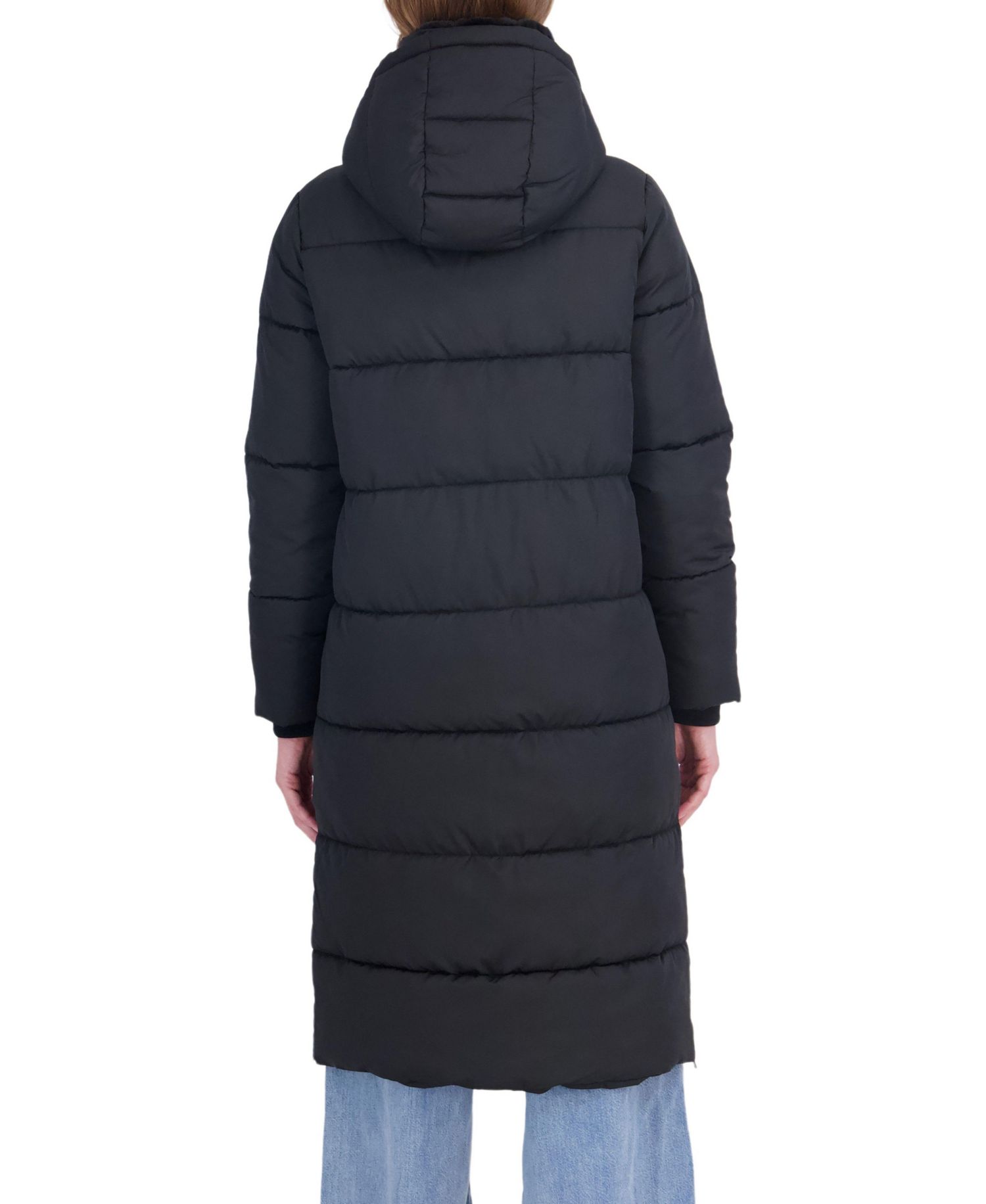 Women's Long Hooded Faux Fur Trimmed Puffer Coat