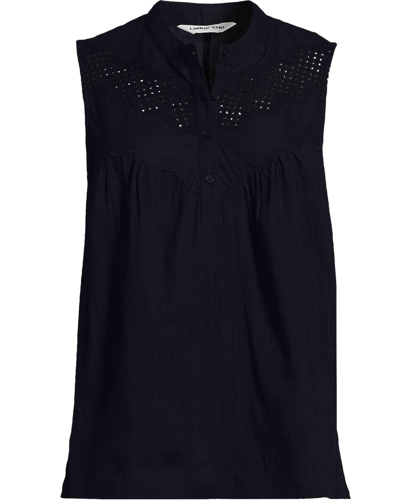 Женская блузка Lands' End Plus Size Sleeveless Eyelet, цвет: Чёрный — фото 4