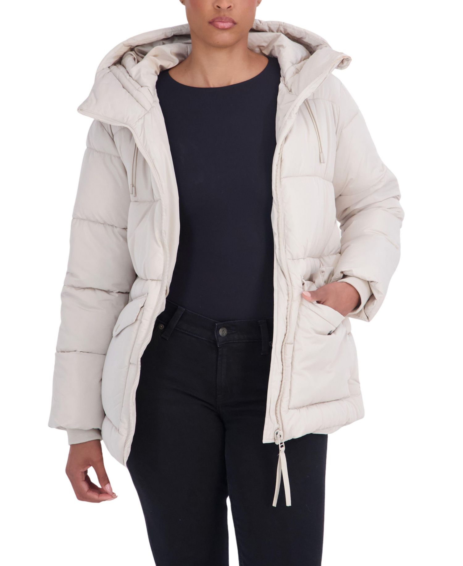 Women's Hooded Puffer Mid-Length Coat