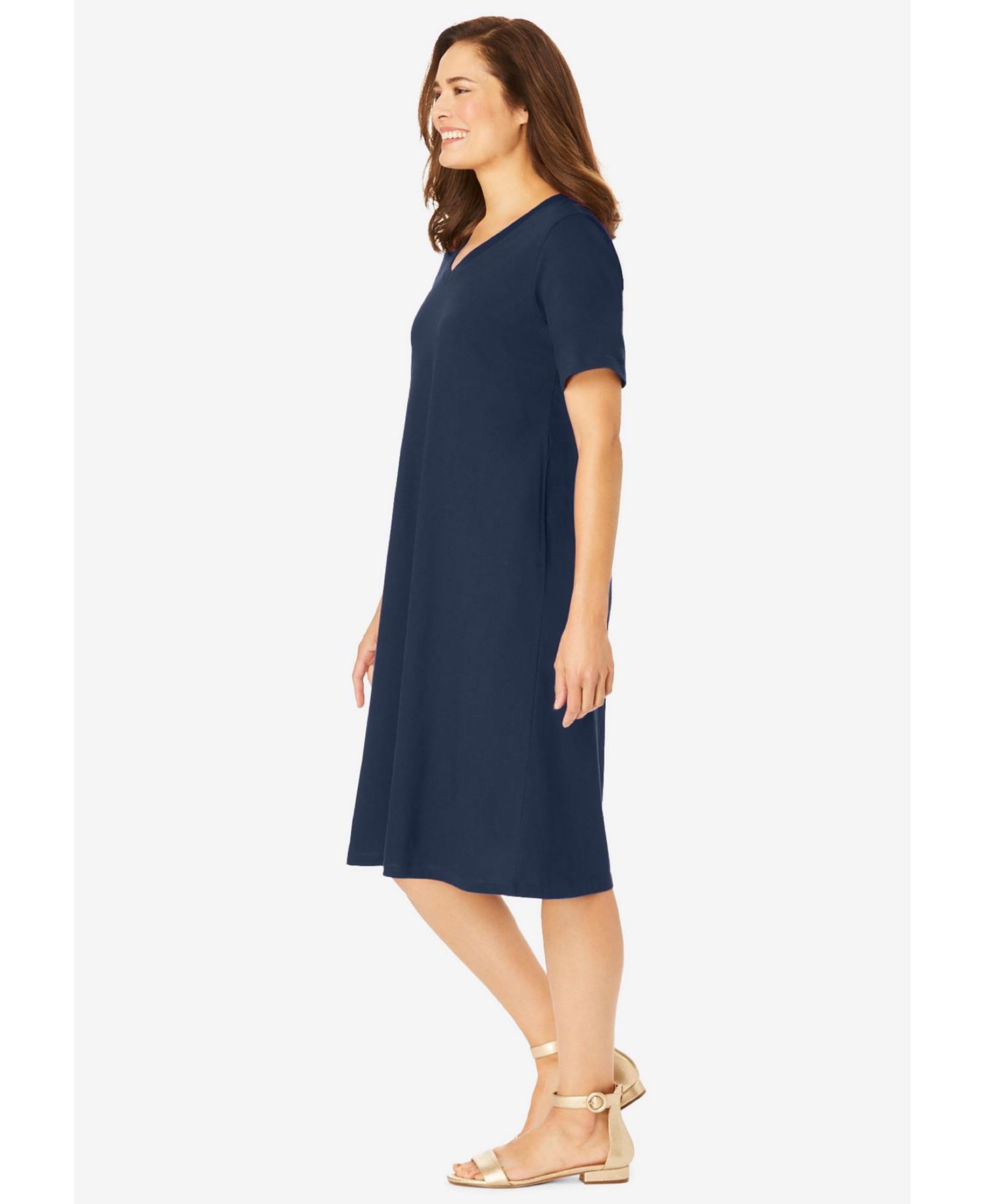 Plus Size Within Perfect Short-Sleeve V-Neck Tee Dress