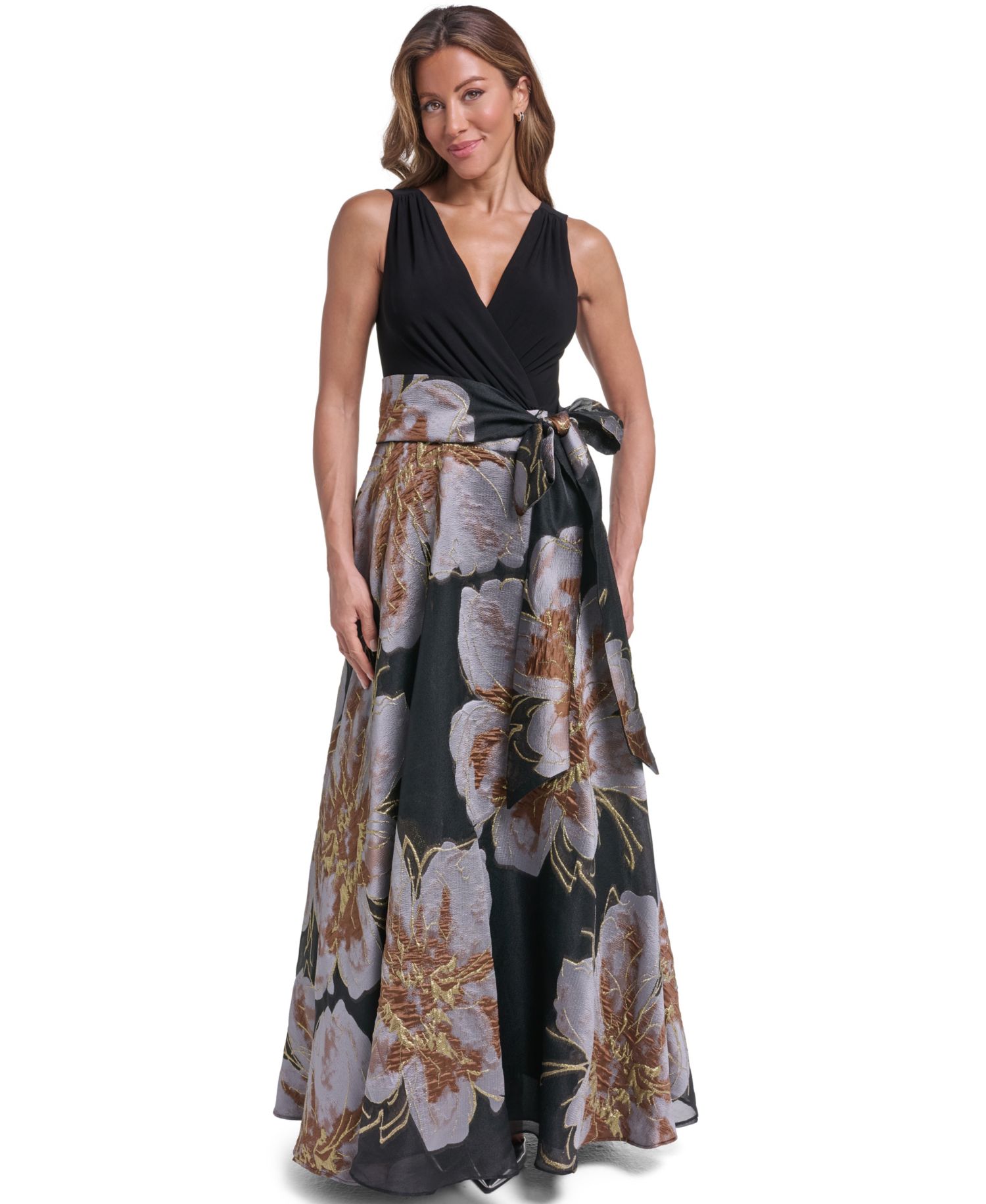Women's Floral Ball-Gown Sleeveless Dress