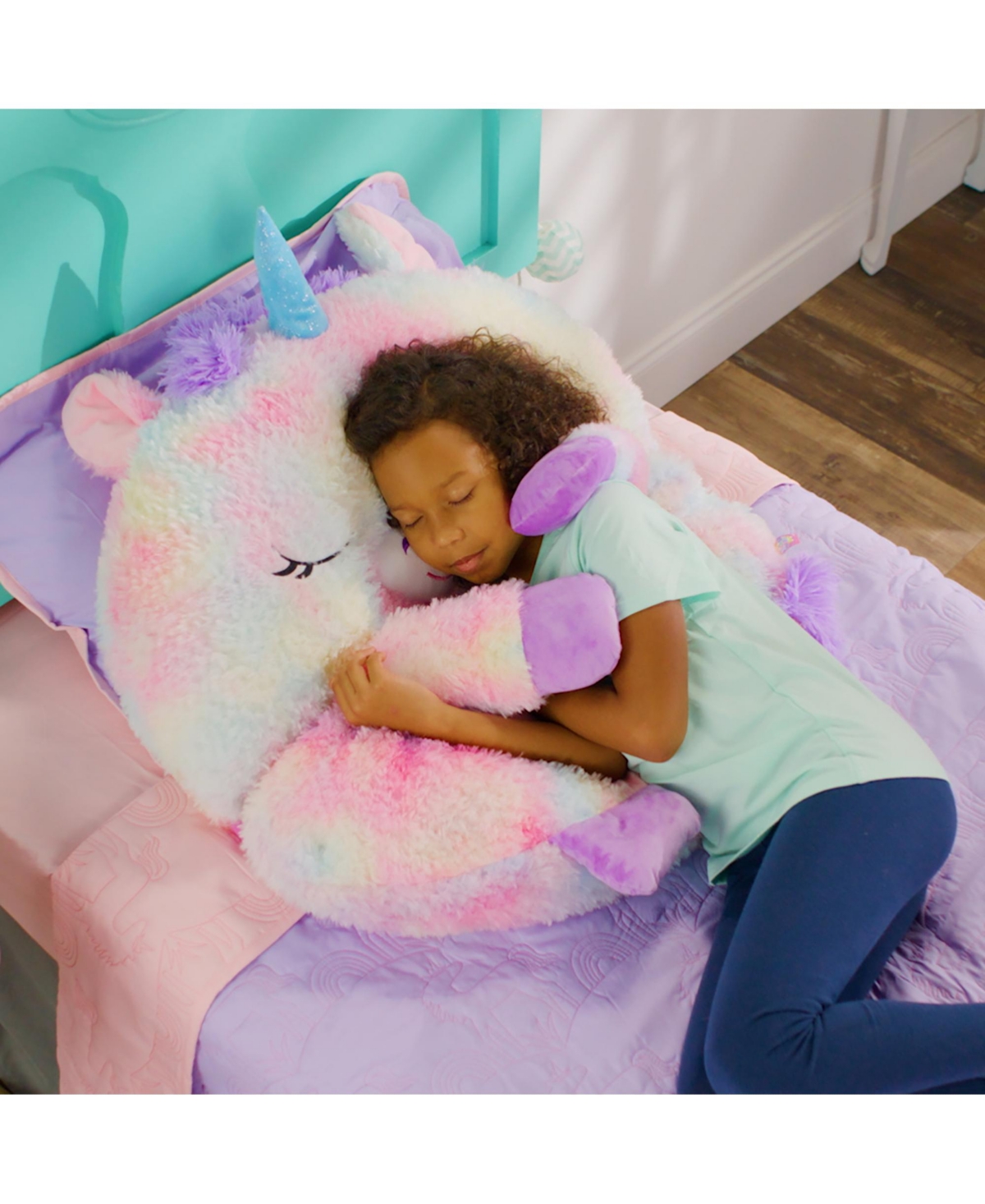 Happy Nappers Rainbow Unicorn Large 2-In-1 Pillow and Sleepy Sack
