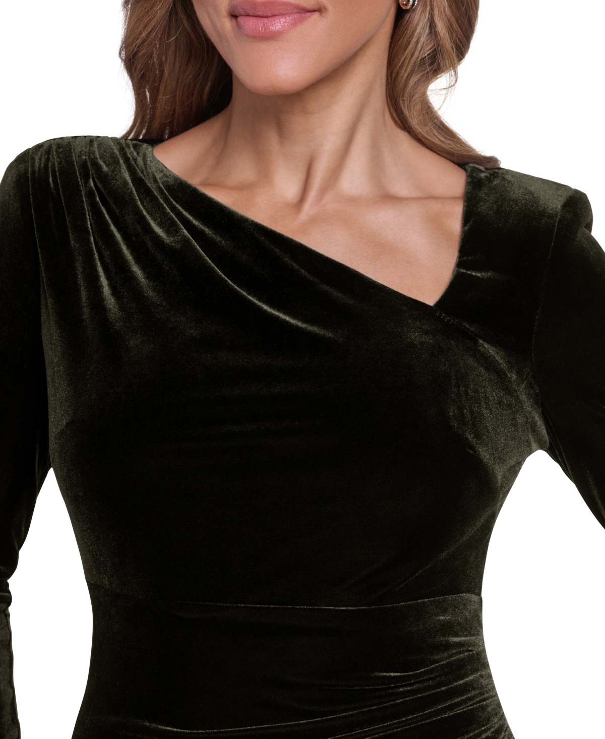 Eliza J Women's Long-Sleeve Asymmetrical Neckline Velvet Gown