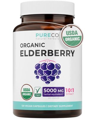 Elderberry Extract Capsules, 10:1 Sambucus Nigra Extract, 5,000 Milligram Herbal Equivalent, 120 Capsules