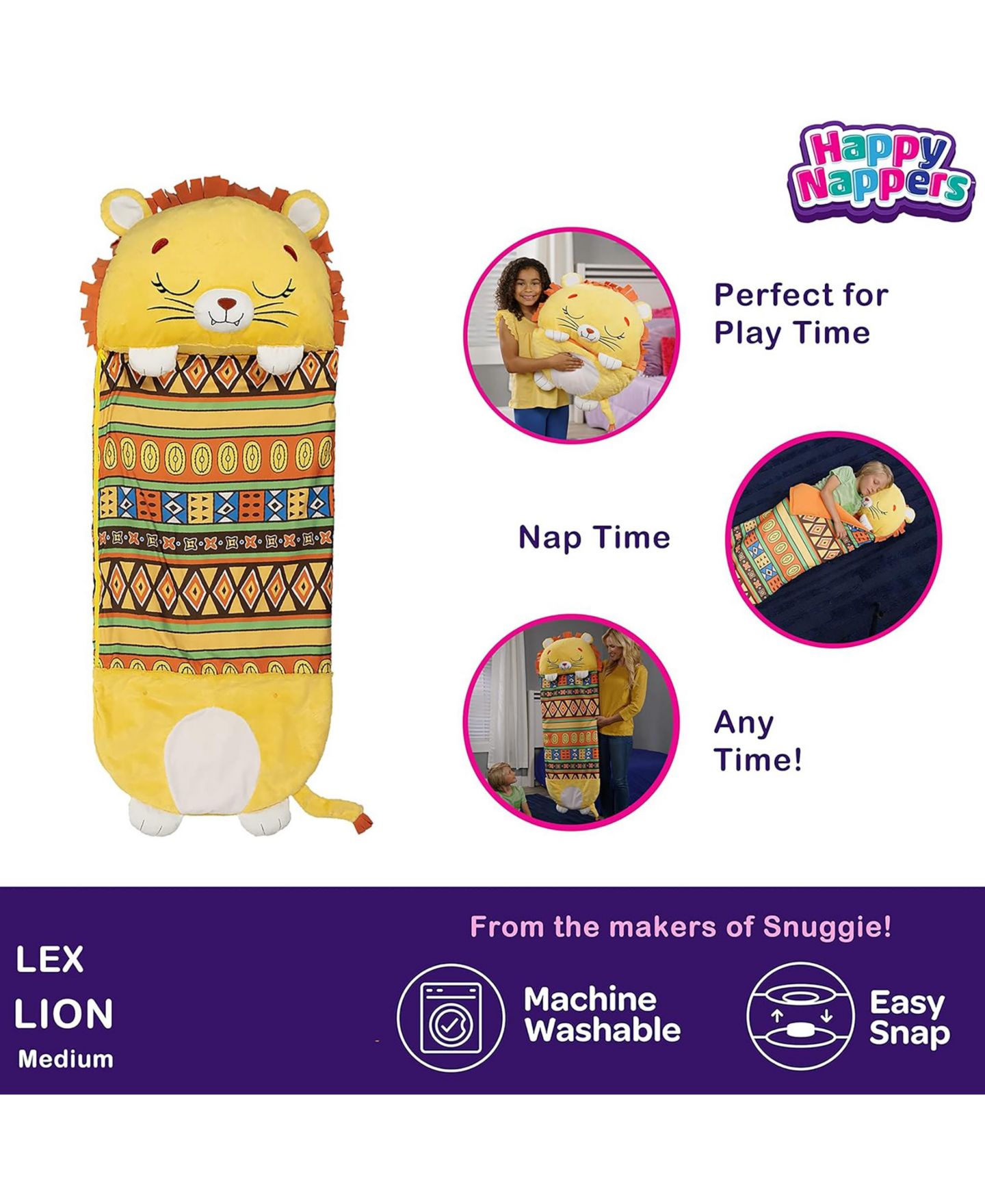 Детская сумка Happy Nappers Lion Lex Medium Plush Convertible Sleeping Bag — фото 4