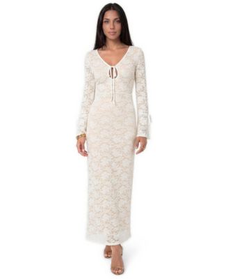 Women's Lace Floral-Print Midi Dress