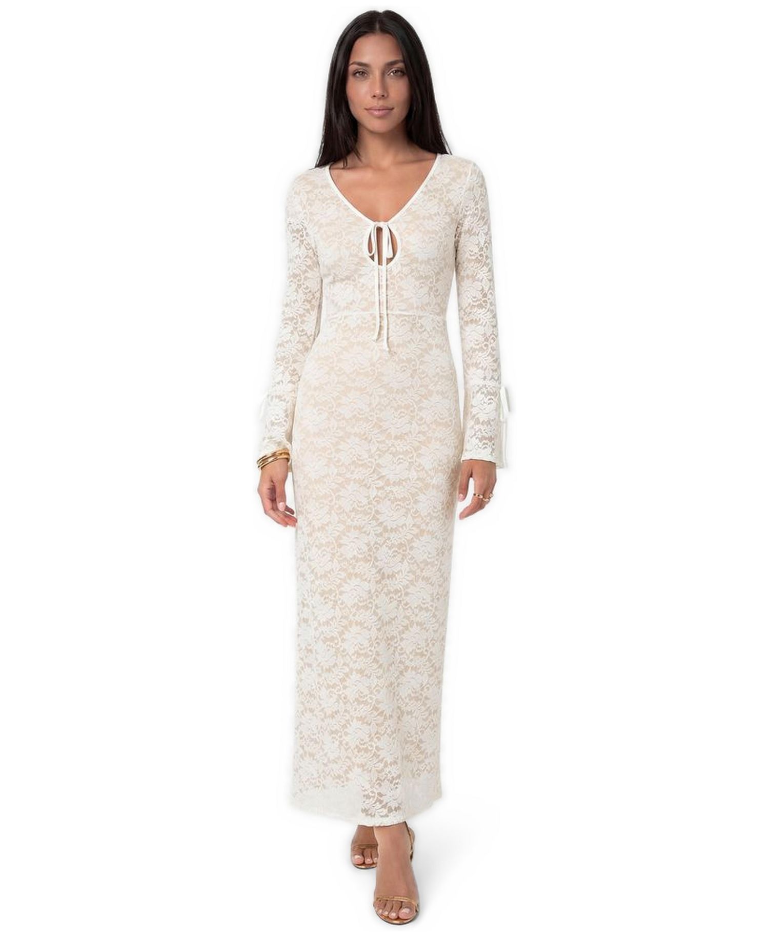 Women's Lace Floral-Print Midi Dress